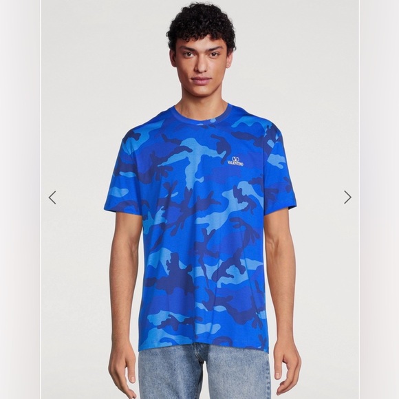 Valentino Other - Valentino Blue Camouflage Cotton Logo T-Shirt | Made in Italy | Size L 💙